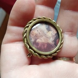 Vintage or antique costume brooch lady child mother pin
